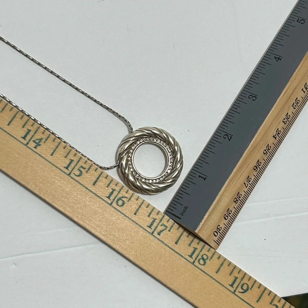 Brighton Inner Circle Pendant Necklace Silver Plated Crystals Two-tone Cloth Bag